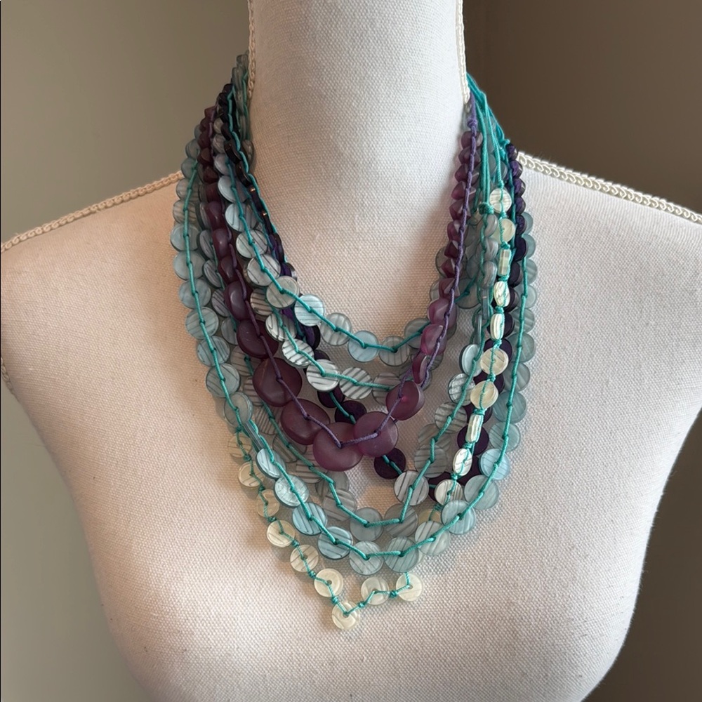 NEW! | Chico's | “Sandy” Large Multicolor Layered Statement Necklace | 19-22”